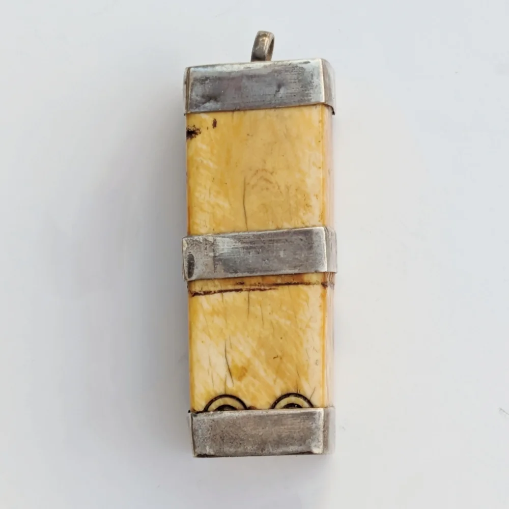 Antique Bone Tribal Pendant with Sterling Silver Detail - Picture 7 of 7